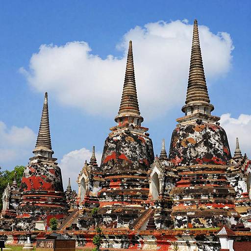 Vibrant Ancient Stone Stupas