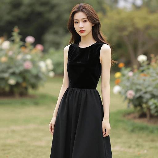 Elegant Woman in Garden Setting