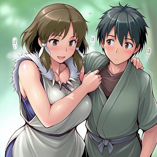 Illustration of Ashitaka, mononoke hime in the style of Tsuda nanafushi