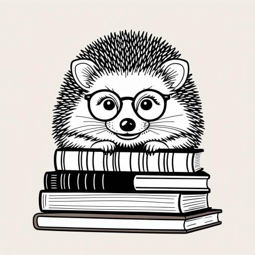 Cute Hedgehog with Glasses on Books