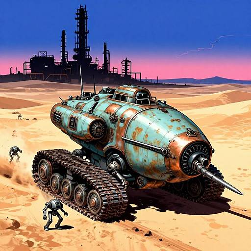 Retro Futuristic Crawler in Desert
