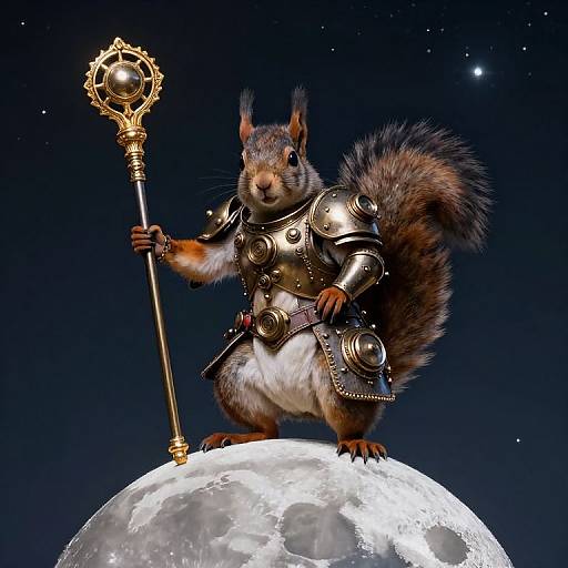 Steampunk Squirrel Commander on Moon