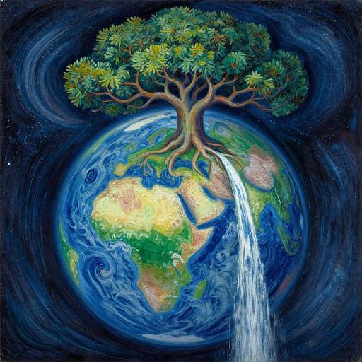 Impressionist Cosmic Tree Landscape