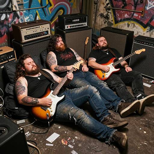 Surreal Stocky Rock Musicians Lounging