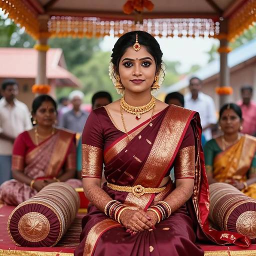 South Indian Bride in Maroon Sari
