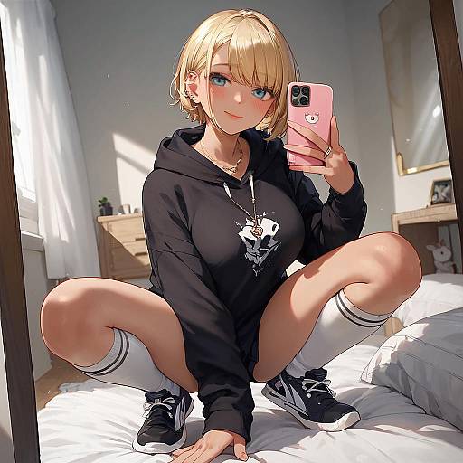 Gyaru Nighttime Mirror Selfie Concept