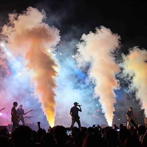 Concert Stage with Vibrant Smoke
