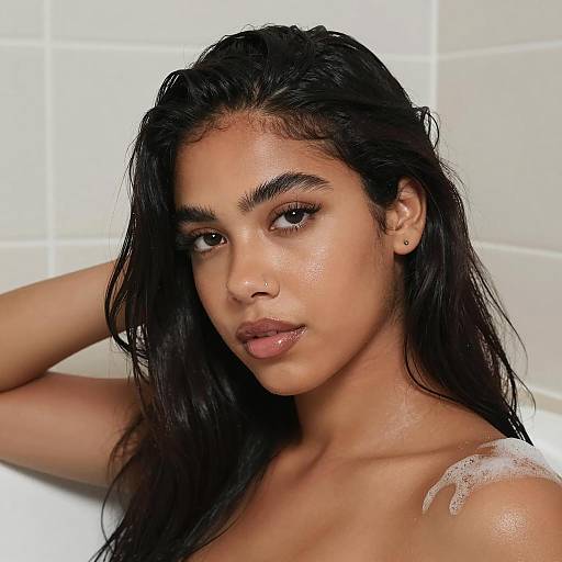 Elegant Bathtub Portrait of a Young Woman