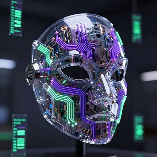 Futuristic Oni Mask with Circuitry Glow