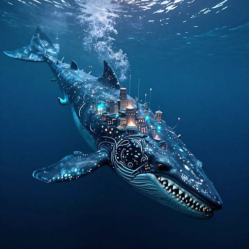 Bioluminescent Leviathan City Fusion