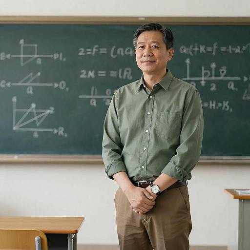 Middle-Aged Man in Classroom Setting