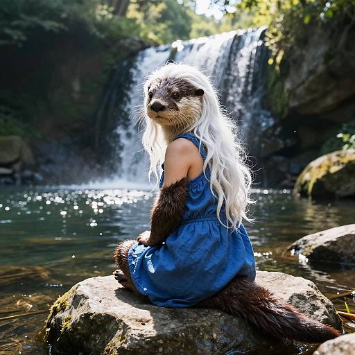 Backlit Otter Girl in Sacred Forest