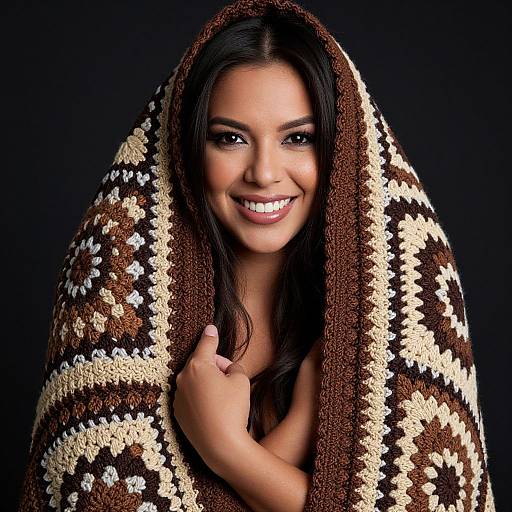 Radiant Latina Wrapped in Crochet