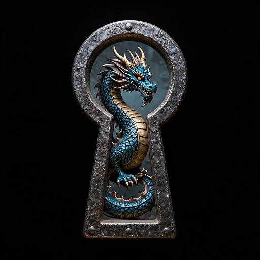 Pentagon Viewing Mythical Dragon Through Keyhole