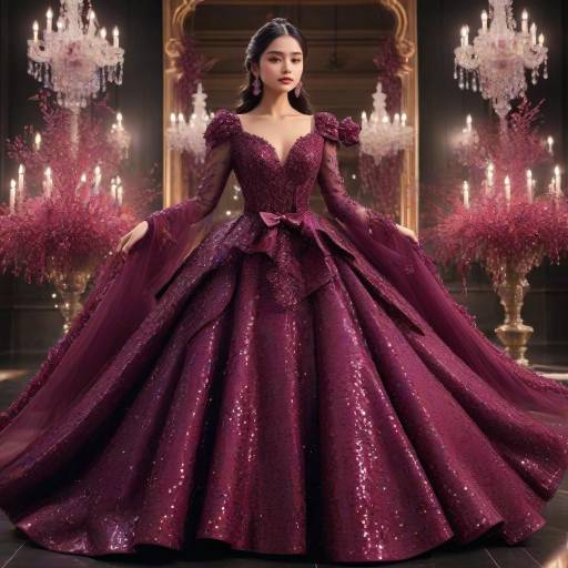 Elegant Character in Sequined Plum Ensemble