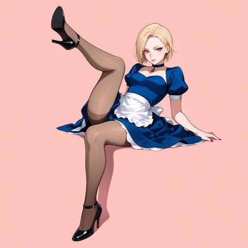 Elegant Blonde Girl in Blue Dress Elegant Blonde Girl in Blue Dress
