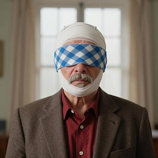 Middle-Aged Man in Unique Bandage