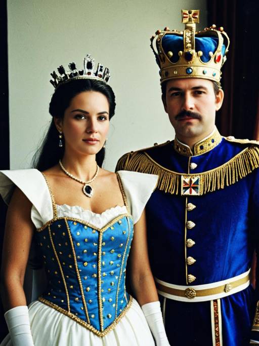 Couple in King and Queen Costumes