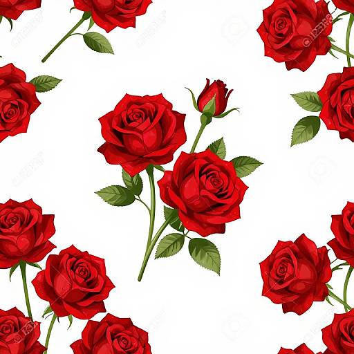 Seamless Red Rose Floral Pattern