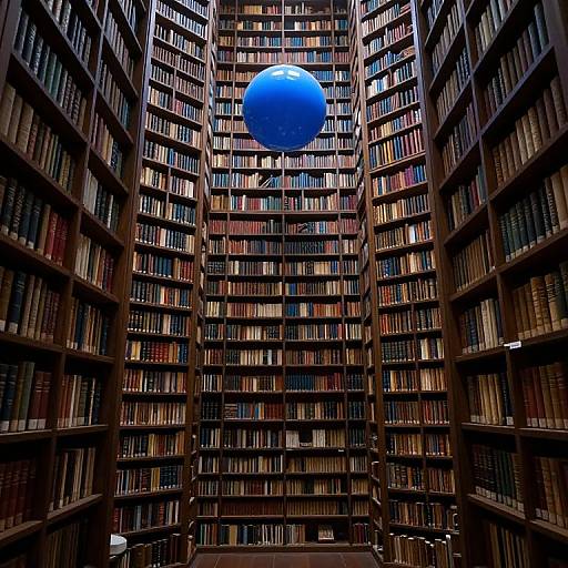Ethereal Labyrinthine Library with Floating Sphere