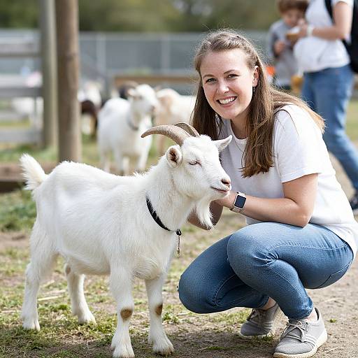 Smiling Woman with Goat Sanctuary Visit