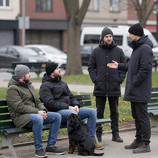 Casual Conversation Among Friends in Park