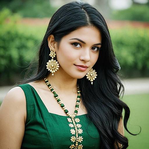 Solo Mehendi Portrait in Green Dress
