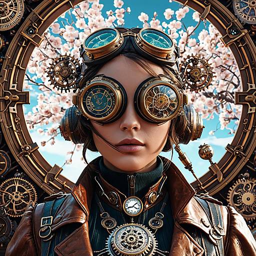 Steampunk Aviator Girl with Fractal Art