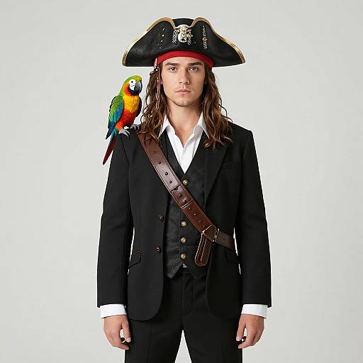 Pirate with Shoulder Parrot Costume