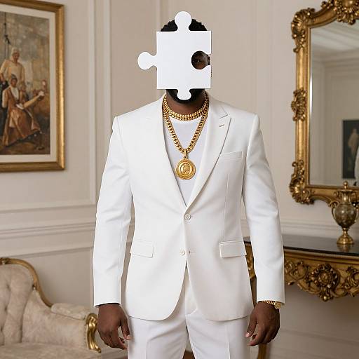 Man in Jigsaw Piece Costume