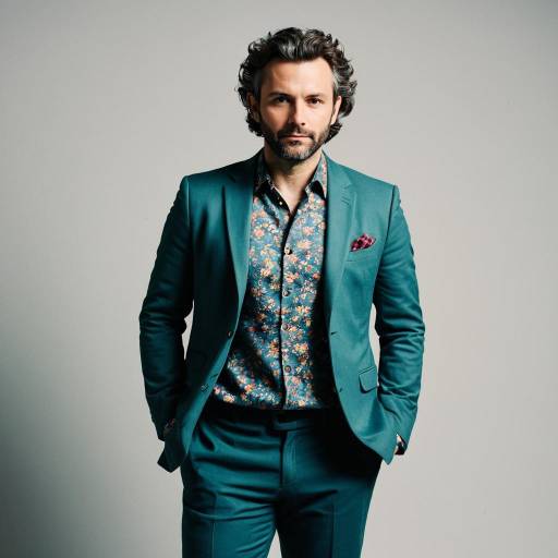 Man in Teal Suit and Floral Shirt