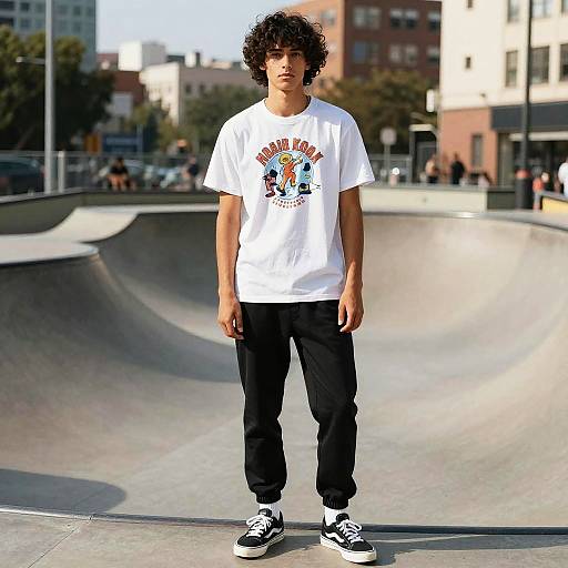 Curly Mullet Fashion Skatepark Portrait
