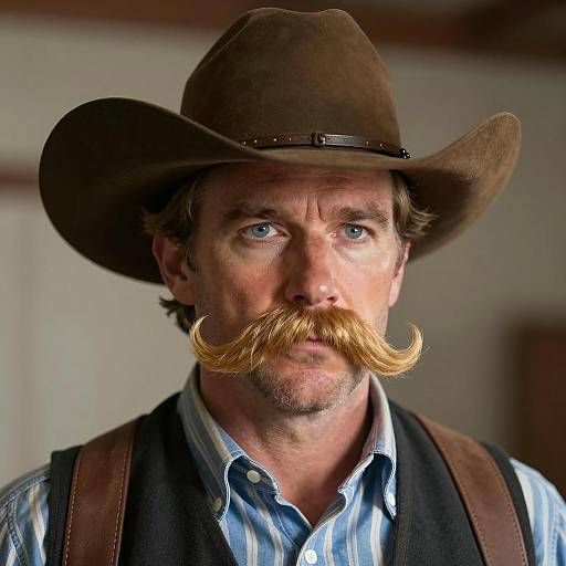 Western Man with Large Golden Mustache
