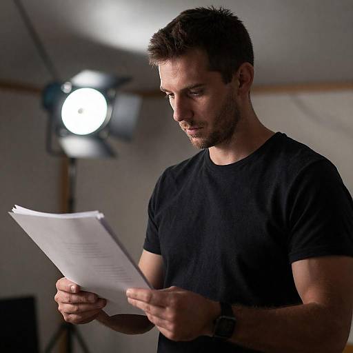 Concentrated Man in Tent-like Setting