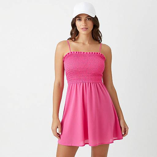 Casual Summer Woman in Hot Pink Dress