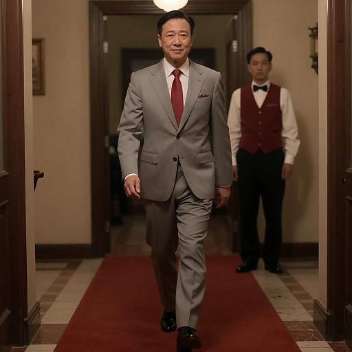 Man in Gray Suit on Red Carpet