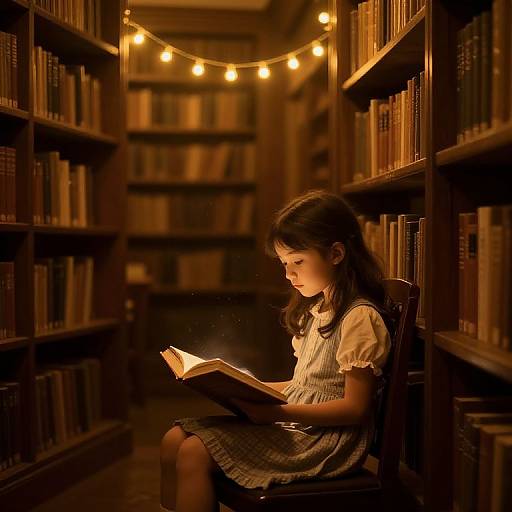 Small Girl in Vintage Library