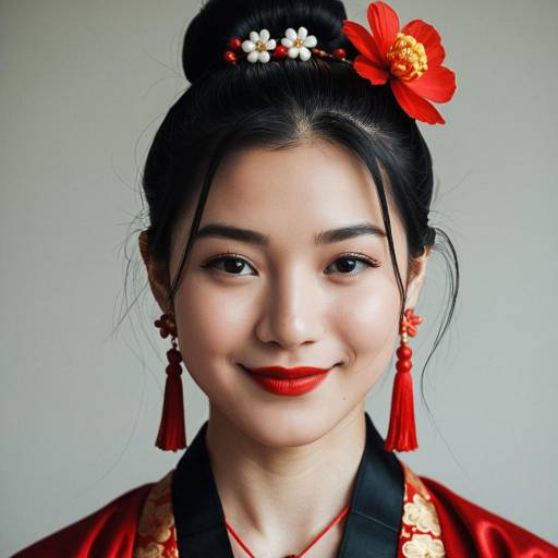 Portrait of woman in traditional Asian attire