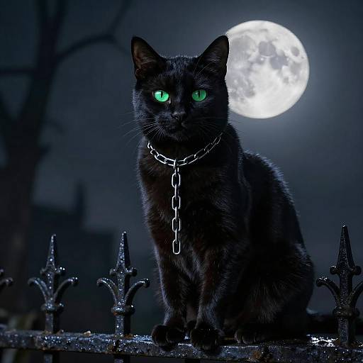Mysterious Black Cat on Gothic Fence