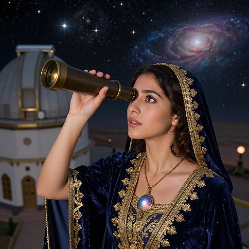 Ethereal Portrait of Middle Eastern Stargazer