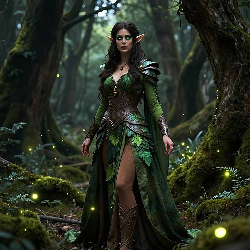 Wood Elf Woman in Enchanted Forest