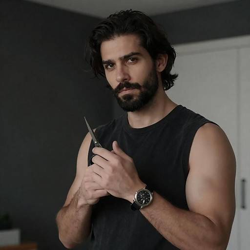 Muscular Bearded Man With Scissors