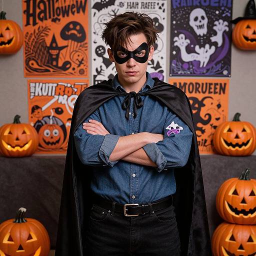 Halloween Costume Hero Posing Scene