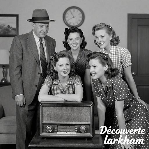 1940s Family Around Vintage Radio