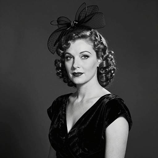 Vintage Glamour: 1940s Black and White Portrait