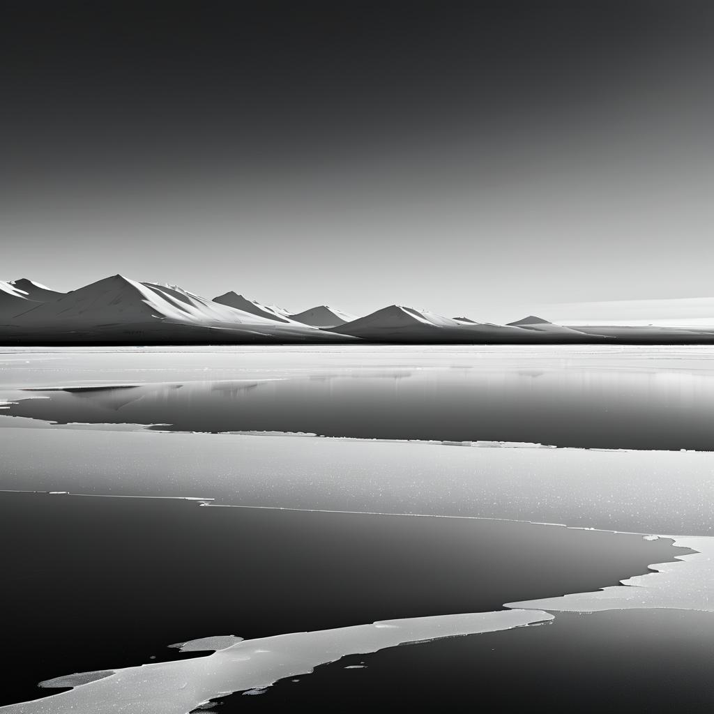 Monochrome Polar Ice Caps at Sunrise