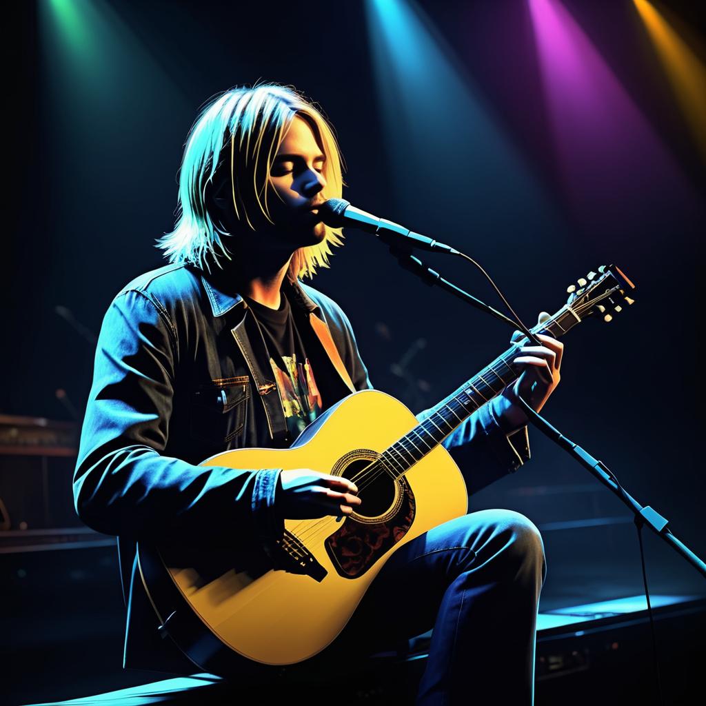 Dramatic Acoustic Kurt Cobain Poster Art