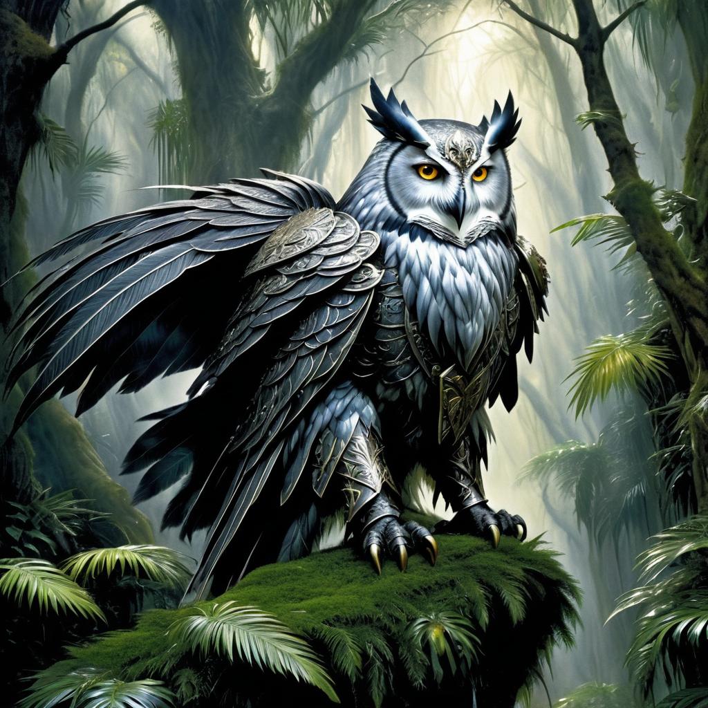 Heroic Fantasy Mage on Giant Owl