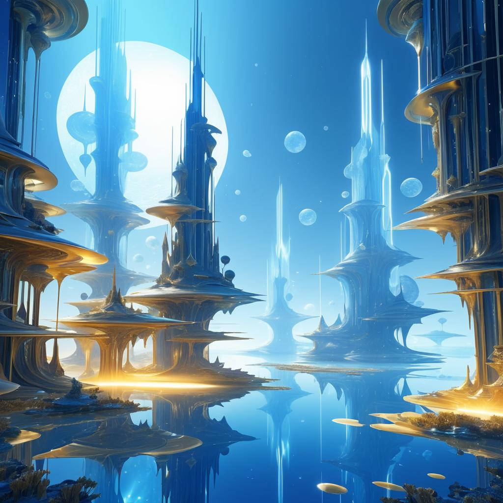 Surreal Futuristic Landscape with Floating Islands