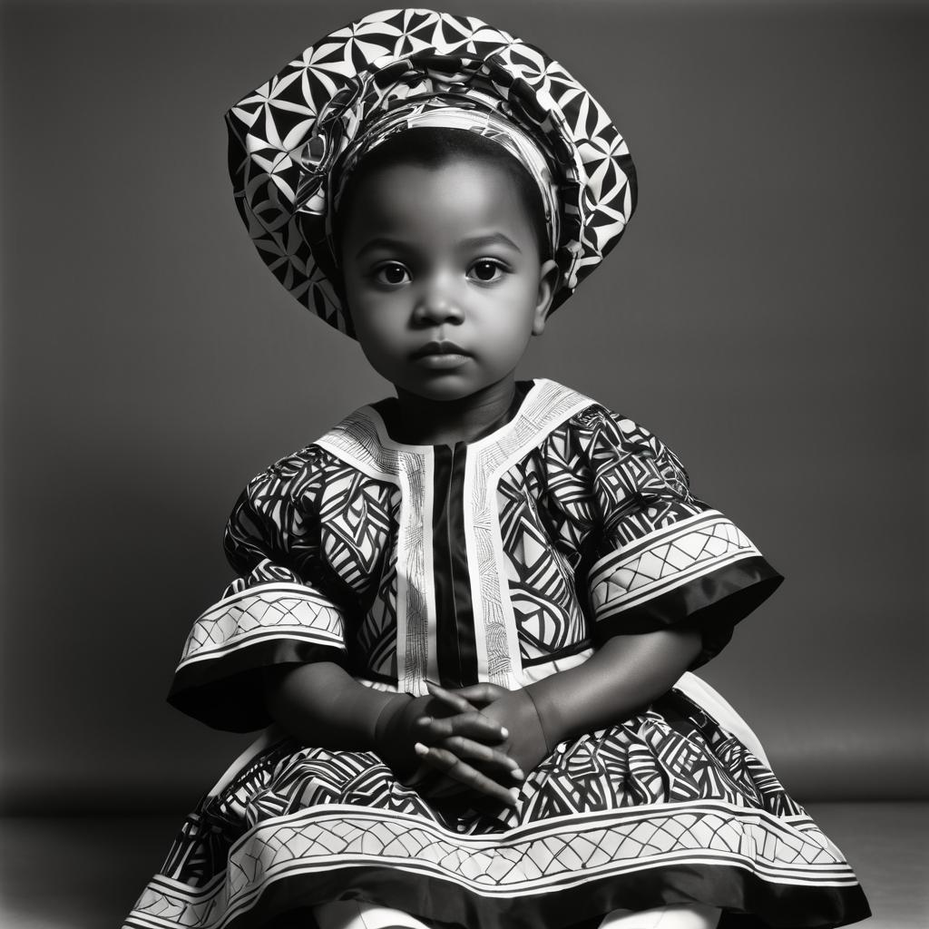 Afro-Colombian Baby Portrait in Monochrome